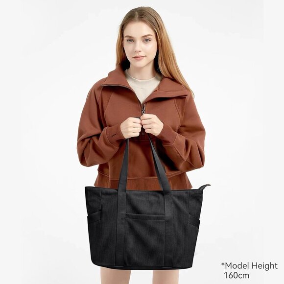 Large Waterproof Nylon Tote Bag with Compartments for Work Travel Gym - Picture 3 of 8